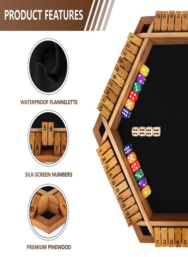 Nicecho 2-6 Players Shut The Box Dice Game, Wooden Board Table Math Game with 16 Dice, Classics Tabletop Games for Kids Adults, Family,Classroom,Home,Party or Pub - Image 3